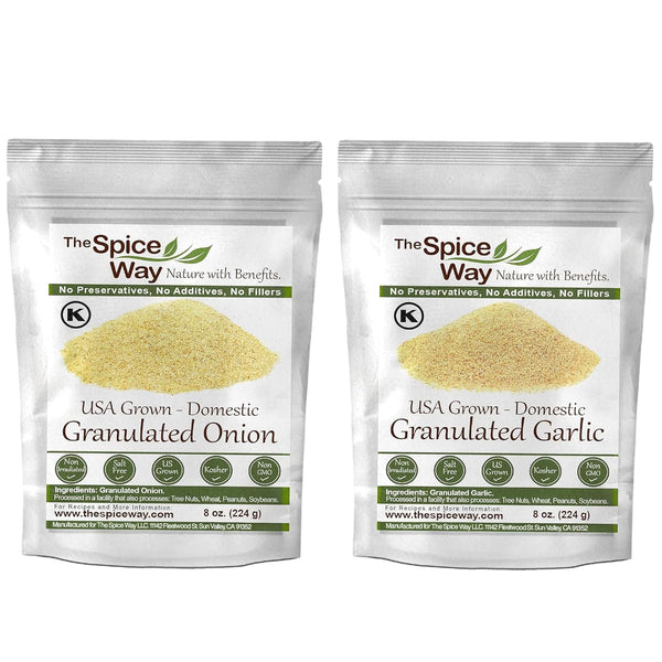 The Spice Way Bundle of 2 Includes Granulated Garlic - 8oz &