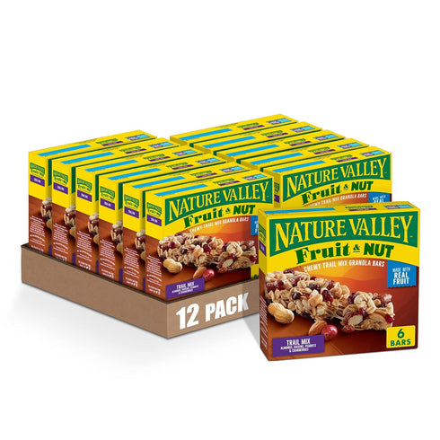 Nature Valley Chewy Fruit and Nut Granola Bars, Trail Mix, 6 Ct,
