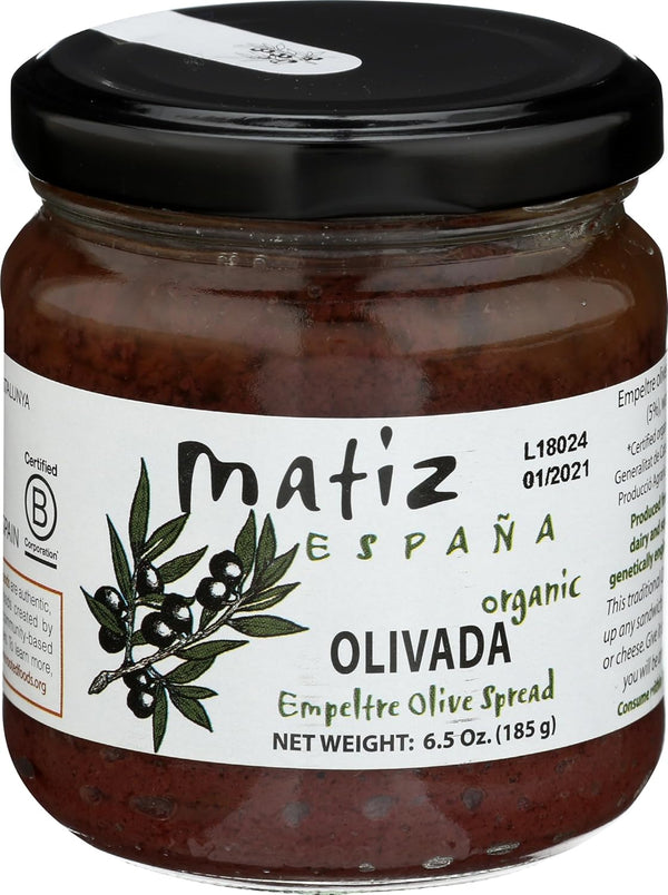 Matiz Espaa Black Olive Spread, 6.5 ounces, Natural Authentic Spanish Flavor, Create