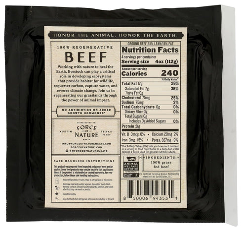 16 OZ Force of Nature Meats Regenerative Ground Beef