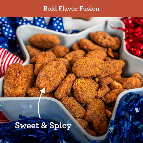 8oz HUDSON PECAN COMPANY: Sweet Heat Georgia Pecans. Spicy and Salty Candied Pecans, Heart Healthy Party Snack