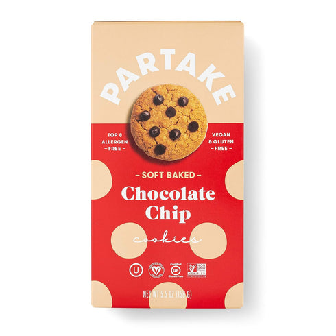 Partake Soft-Baked Cookies - Chocolate Chip | 4 Boxes | Vegan &