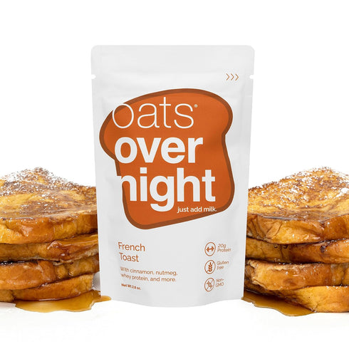20g (2.7 oz (8 Pack Oats Overnight French Toast - Overnight Oats with Whey Protein, High Fiber Breakfast Protein Shake