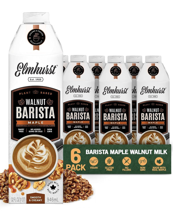 Elmhurst 1925 Maple Walnut Milk Barista Edition 32 Ounce (Pack of 6)