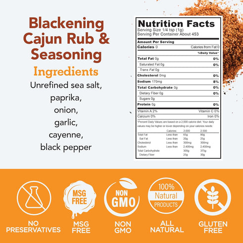 1lb s.a.l.t. sisters Blackening Cajun Rub & Seasoning | All-Natural, Gluten Free, MSG Free, Non-GMO | Dry & Wet Rub