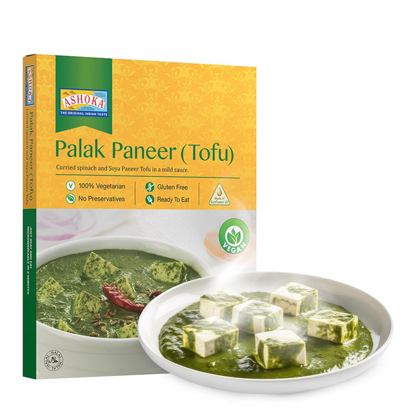 Ashoka Entrees 1932, Plant-Based Tofu & Spinach Curry, All-Natural, Ready to Eat