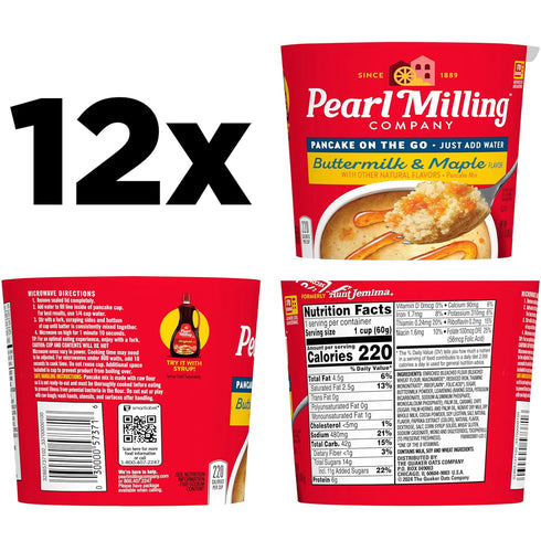 2.11 (Pack 12) Pearl Milling Company Pearl Milling Company, Pancake Cups, Maple Syrup, Ounce