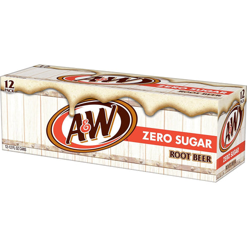 12 oz. 12 Pack (Pack 2) A&W Zero Sugar Root Beer Soda, fl. Cans