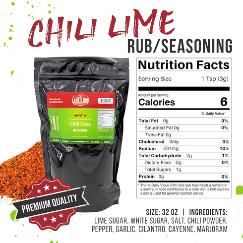 2 lb Lane's Chili Lime Seasoning, All-Natural Chili Lime Seasoning for Pork, Chicken, & Soup, No MSG, Salt Spices