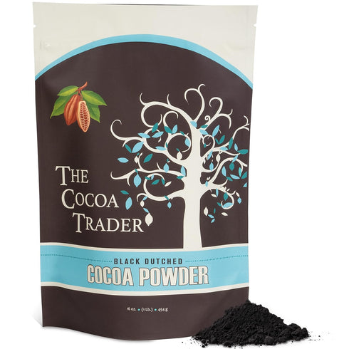 The Cocoa Trader Black Cocoa Powder for Baking, 1lb Darkest Dutch Processed Unsweetened Chocolate Flavor