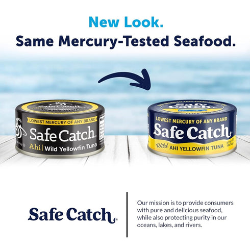 3, Pack 6 Safe Catch Wild Ahi Yellowfin Tuna Fish Canned, Wild Caught, Lowest Mercury, Lean Protein, Omega Gluten-Free