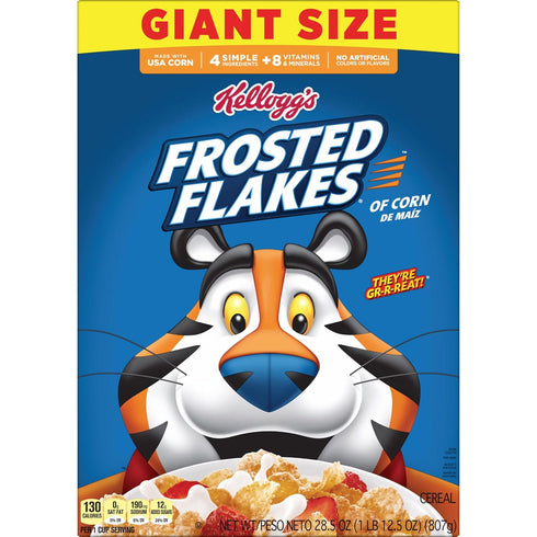 28.5 oz Kellogg's Frosted Flakes Breakfast Cereal, Fat Free, Giant Size