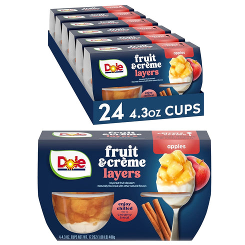 Dole Fruit Bowls Low Fat Apples & Creme Parfait Snacks, 4oz 24