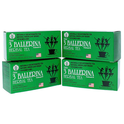3 Pack 4 (72Count) Ballerina Diet Tea Extra Strength Caffeine-Free Herbal Tea Bags for Digestive Comfort