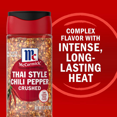 1.37 oz (Pack 6) McCormick Thai Style Chili Pepper, Crushed, For Pasta, Stir-Fry, Salad Dressing, Marinade, Drunken