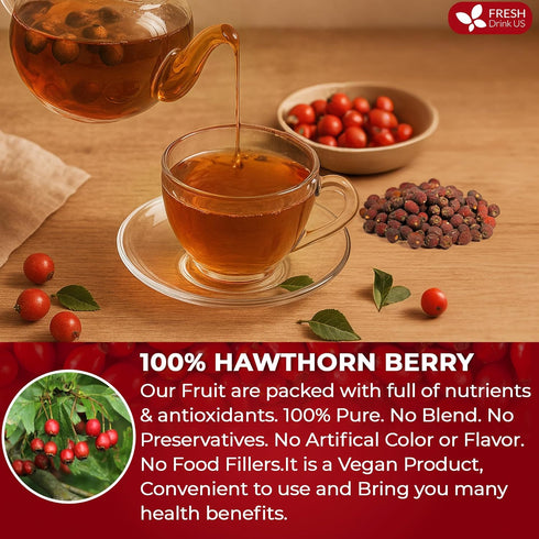 16oz FreshDrinkUS, Premium Dried Hawthorn Berries All-Natural, Non-GMO, Perfect for Tea, Smoothies, Baking & Snacking