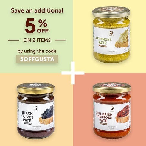 6.35oz Gusta Sun-Dried Tomato Pate - Made in Italy Dip or Spread - Paste of Sundried Tomatoes in Jar with Extra Virgin
