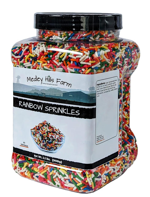 2.2 Lbs. Rainbow sprinkles by Medley Hills farm in Reusable Container - Great bulk rainbow sprinkles for cake