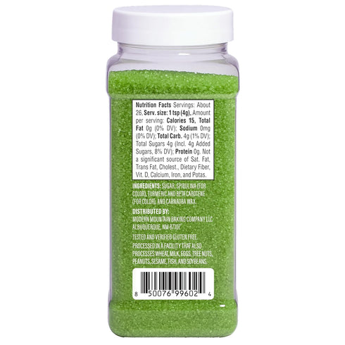 (3.7oz) Green Sanding Sugar Naturally Colored with Plants, No Artificial Dyes, Dye Free Christmas Sprinkles, Green