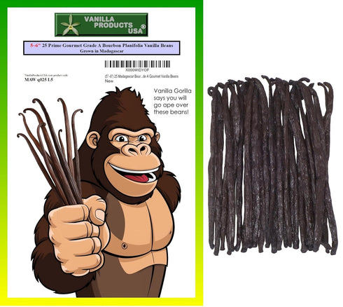 25 Whole Grade A Prime Gourmet Bourbon Madagascar Vanilla Beans - 5~6" by Vanilla Products USA