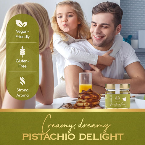 7.05 oz (200g) 20% CORINTO Pistachio Cream Spread with Milk Chocolate, Smooth Greek Pistachio Butter, Palm Oil Free