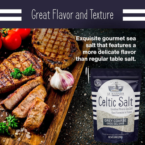 0.6lb 8.81oz. 100% (0.6lb Le Marinier Celtic Salt Organic Grey Coarse, Natural and Unrefined. French Sea Salt Mineral