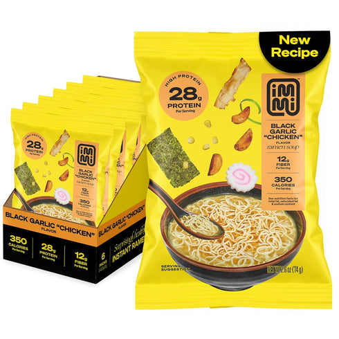 immi Black Garlic Chicken Ramen Bold Flavor, Chewier Noodles & High Protein