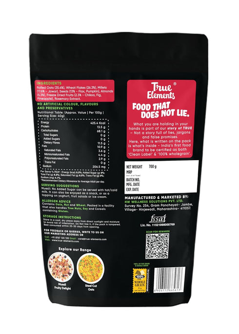 700g True Elements Muesli No Added Sugar - Sugar Free | Breakfast Cereal