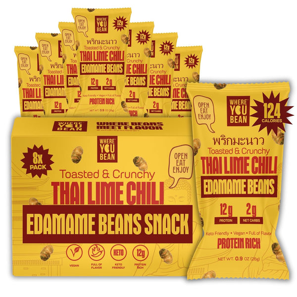 Where You Bean Edamame Beans Snack (Thai Lime Chili) - Crunchy and