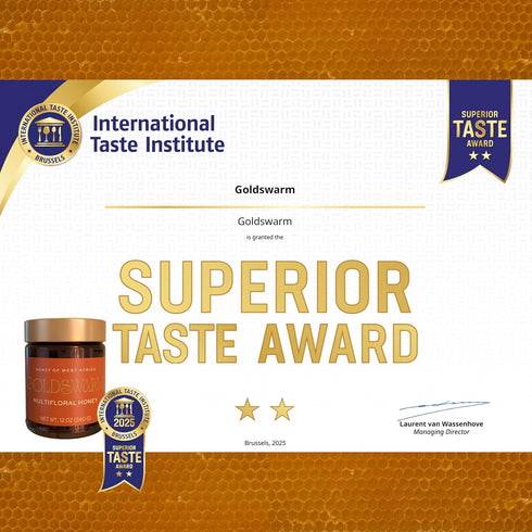 100% 2025, Sweetener(12 oz Goldswarm Premium Raw Honey Pure & Natural Multifloral Exotic Honey from West Africa