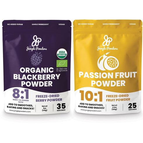 Jungle Powders Organic Blackberry Powder Passion Fruit Powder Bag Bundle USDA Certified