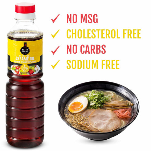 Best of Thailand Sesame Oil, Fat Free, Gluten Free, No MSG, Kosher Marinade & Dressing for Authentic Asian Cooking