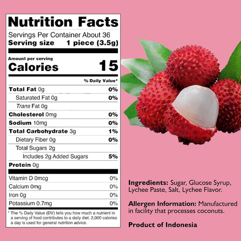 (4.4oz, Pack 12) Melting Sweet Premium Individually Wrapped Lychee Hard Candy