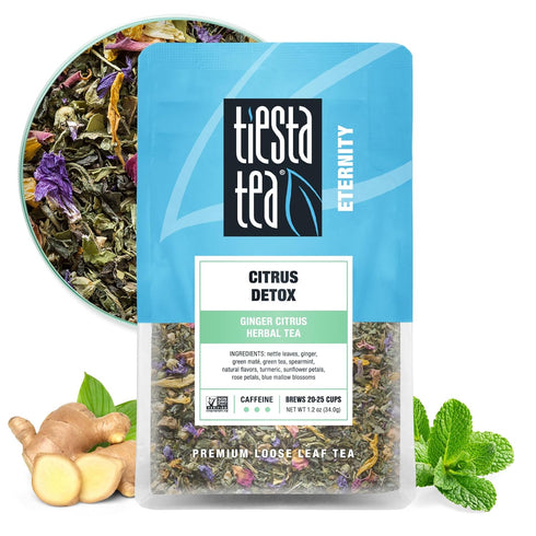 Tiesta Tea Ginger Citrus Herbal Loose Leaf Tea, Caffeine-Free Lemon Ginger with Mint & Chamomile, 1.2 Ounce