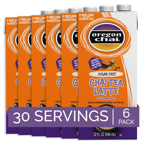 Oregon Chai Sugar Free Chai Concentrate, 32 Fluid Ounce (Pack of 6)