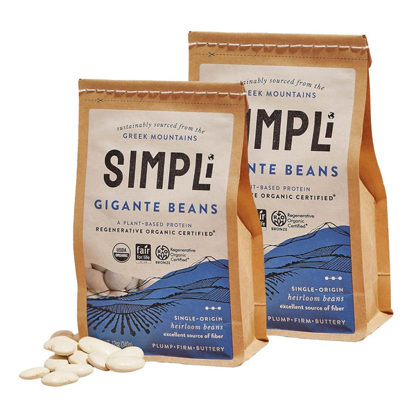 SIMPLi Regenerative Organic Certified Gigantes Beans, Dried White Beans, Buttery Flavor, High