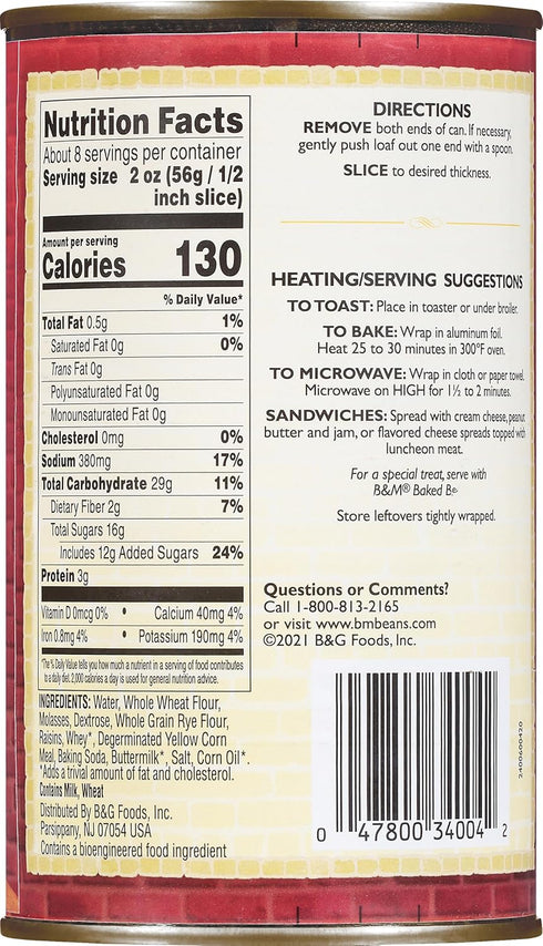 B&M 16 (Pack 12) Brown Bread, Raisin, Ounce