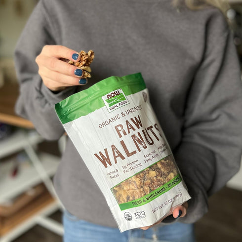 12-Ounce (Packaging NOW Foods, Walnuts, Raw and Unsalted, Halves and Pieces, Natural Source of Protein and Essential