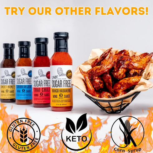 G Hughes 12 Oz (3-Pack) Sugar Free Sweet Honey Wing Sauce - Hot Honey BBQ, Honey Garlic, Gluten Free