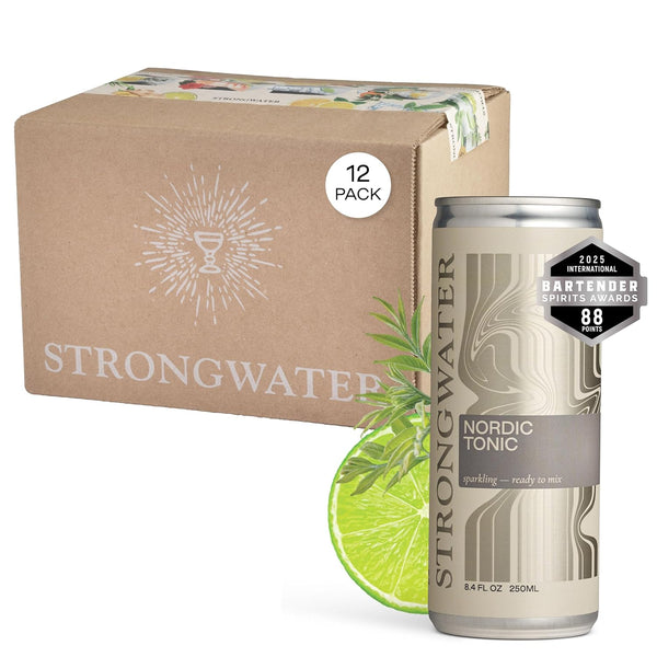 Strongwater Sparkling Nordic Tonic Water - 12 Pack Cans (8.4 Fl Oz