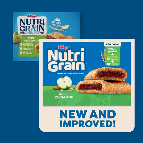 10g (3 48 Count) Nutri-Grain Breakfast Bars, Made with Whole Grains, Snack Bars, Apple Cinnamon Boxes