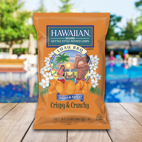 KILAUEA FIRE Pack, 18 (1 oz Pack Hawaiian Brand Kettle Style Potato Chips Surf Single-Serve Bags Each) Includes Sweet