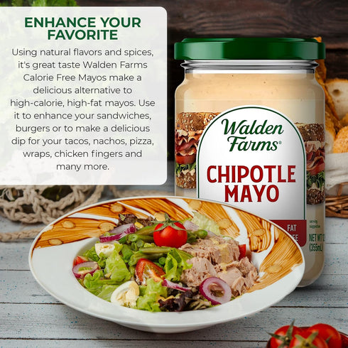 12 oz Walden Farms Chipotle Mayo Zero Calorie, Sugar Free, Keto & Fat Free Spicy Vegan Mayonnaise Alternative