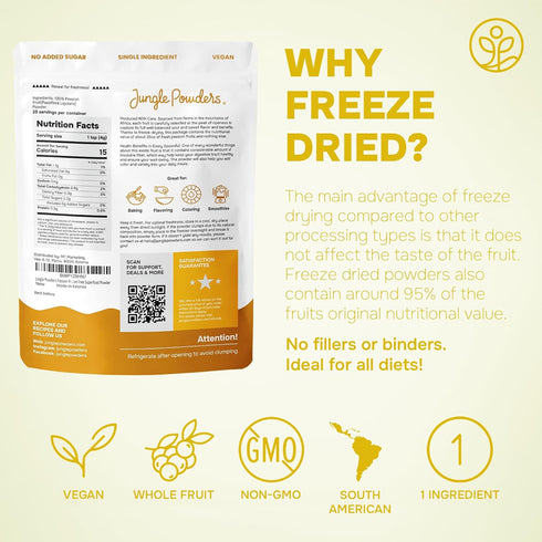 3.5 Jungle Powders Passion Fruit Powder Ounce, Freeze Dried Passion Fruit Puree Powder for Baking Smoothies Lilikoi
