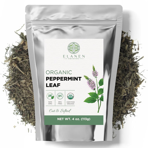 Elanen Naturals Organic Peppermint Leaves 4 oz. (113g), USDA Certified Organic Peppermint