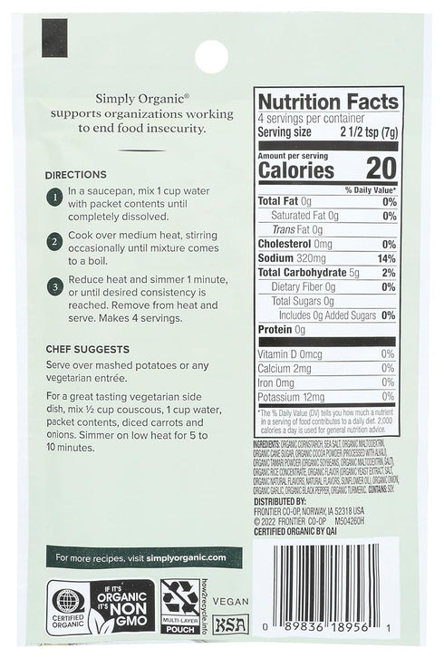 Simply Organic Brown Gravy Mix, Vegetarian, 1 Ounce