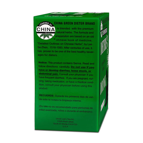 Uncle Lee's China Green Dieters Tea, Detox Tea with Senna, 30 Count, Caffeine-Free Herbal Tea Bags