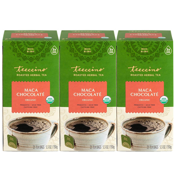 Teeccino Maca Chocolat Herbal Tea - 25 Tea Bags - Adaptogenic Peruvian