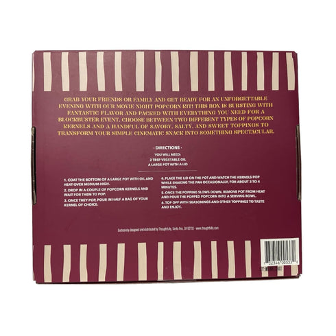 Set, 10 5 Thoughtfully Gourmet, Movie Night Popcorn Includes Yellow and Mixed Popcorn Kernels, Paper Bags, Seasonings