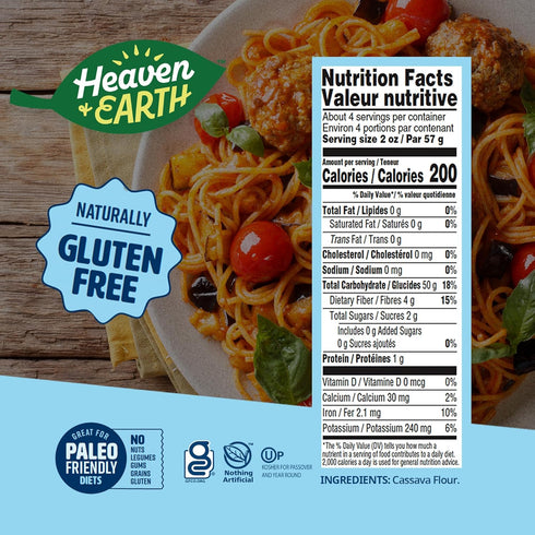 8oz (3 Pack) Heaven & Earth Grain Free Pasta, Cassava Spaghetti Pasta, | Paleo Pasta | Vegan | Certified Gluten Free |